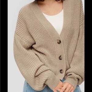 H&M Taupe ribbed oversized Cardigan